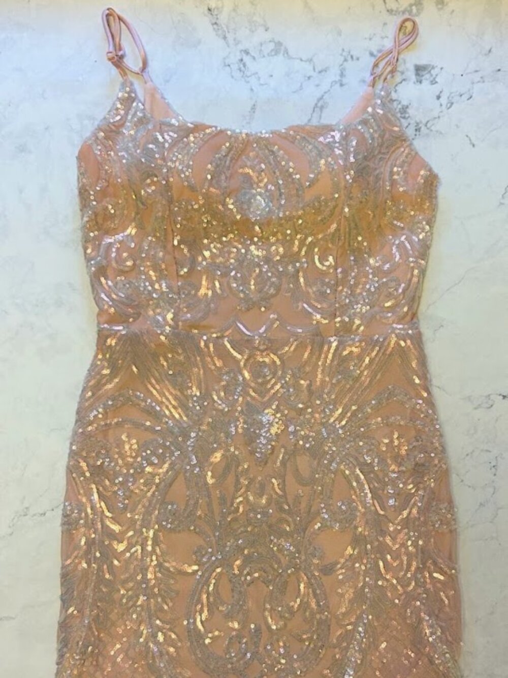 EUC Windsor Pale Pink Short Dress with Iridescent Sequins Size M